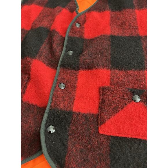 Vintage Woolrich Buffalo Check Plaid & Orange Reversible Hunting Vest Size L - Picture 8 of 13